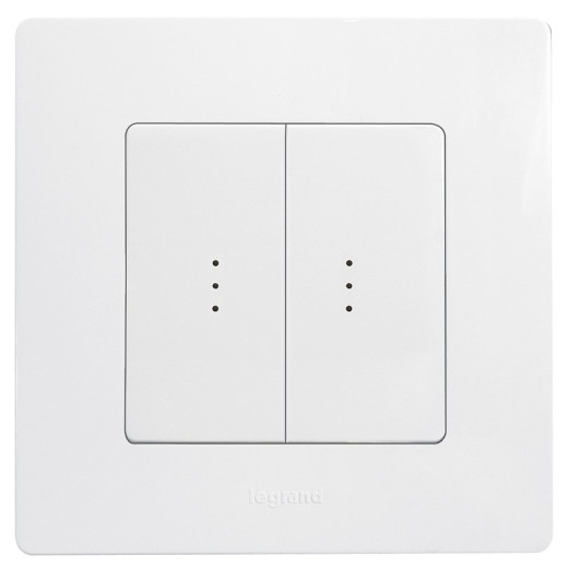 Legrand Etika Белый Переключатель 2-клавишный с подсветкой, 10А, Автоматические клеммы