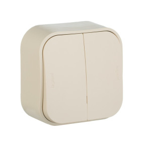 Legrand Quteo Бежевый Выключатель 2-клавишный 10А