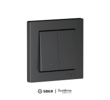 SBER Systeme Electric AtlasDesign Smart Карбон Выключатель 2-кл с подсв., Zigbee, сх.5, L+N, 10А, мех., модель SBDV-00199