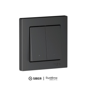 SBER Systeme Electric AtlasDesign Smart Карбон Выключатель 2-кл с подсв., Zigbee, сх.5, L+N, 10А, мех., модель SBDV-00199