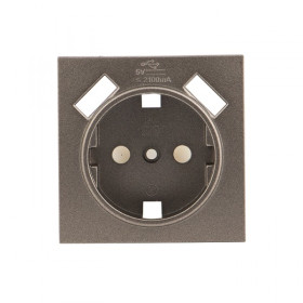 EKF PROxima Валенсия лицевая панель розетки 1-местной с/з 16А графит с защ. штор. с 2 USB 2,1А