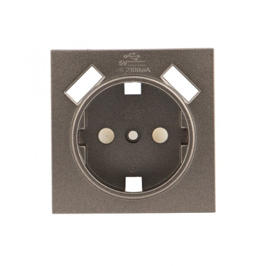 EKF PROxima Валенсия лицевая панель розетки 1-местной с/з 16А графит с защ. штор. с 2 USB 2,1А