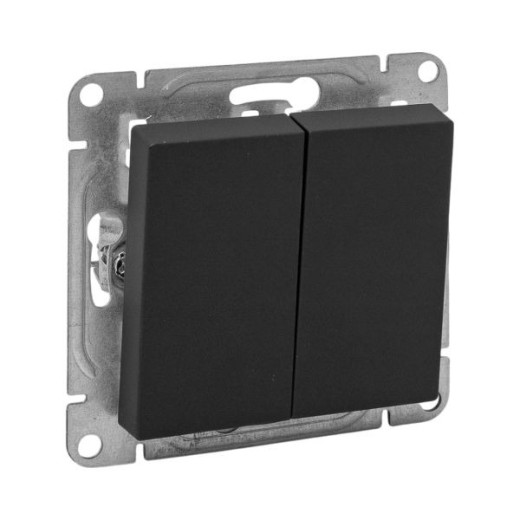 EKF Эпика Механизм выключателя, двухклавишный, проходной, чёрный