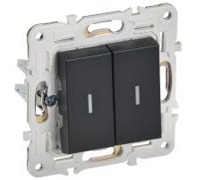 IEK SKANDY Черный Выключатель 2-клавишный с индикацией 10А SK-V09Bl