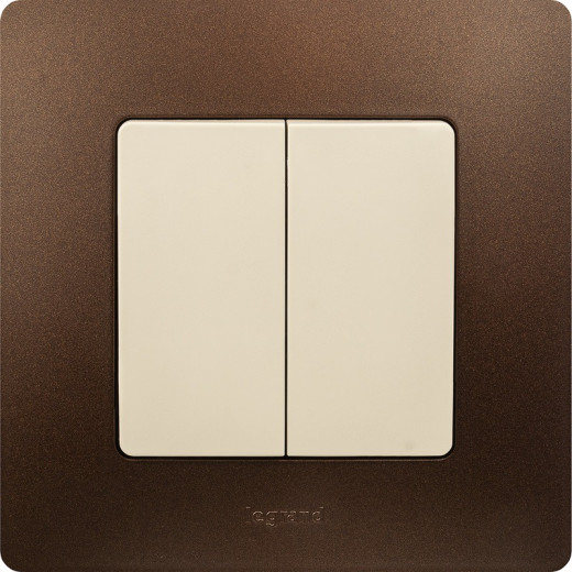 Legrand Etika Слоновая кость Выключатель 2-х клавишный, 10А, Винтовые клеммы