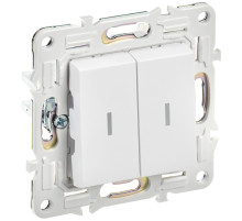 IEK SKANDY Арктический белый Выключатель 2-клавишный проходной с индикацией 10А SK-V10W