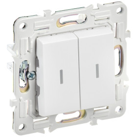 IEK SKANDY Арктический белый Выключатель 2-клавишный проходной с индикацией 10А SK-V10W