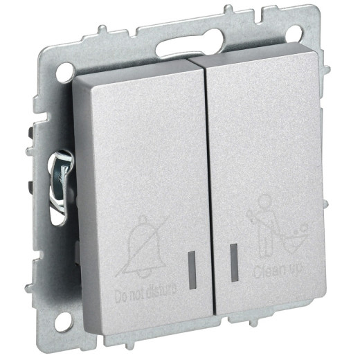 IEK BRITE Выключ. 2-кл. с инд. отел. 10А ВС10-2-9-БрА алюм.