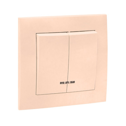 EKF PROxima Валенсия выключатель 2-кл. 10А кремовый с индикатором