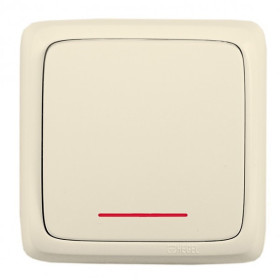 Hegel Альфа наруж Слоновая кость ВА10-164-01 Переключатель 1-клавишный с индикацией, с изол. пластиной