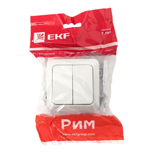 EKF PROxima Рим Выключатель 2-клавишный 10А белый