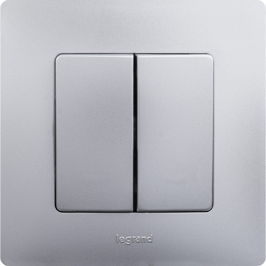 Legrand Etika Алюминий Выключатель 2-клавишный, автоматические клеммы, 10 AX, 250 В
