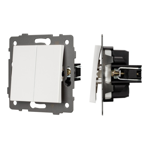 Arlight Механизм выключателя двухклавишный непроходной SWT-MK02-PL-WH-V (250V, 10A) (-)