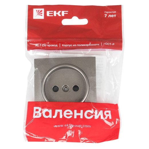 EKF PROxima Валенсия лицевая панель розетки 1-местной б/з 10 А графит с защ. штор.