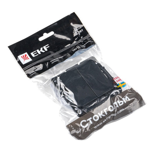 EKF PROxima Стокгольм Черный Выключатель 2-кл, 10А