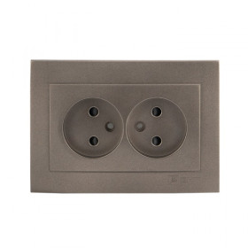 EKF PROxima Валенсия лицевая панель розетка 2-местной б/з 10А графит с защ. штор.