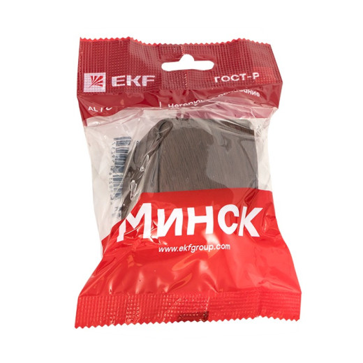 EKF Basic Минск Темное дерево Выключатель 1-кл, 10А, ОП