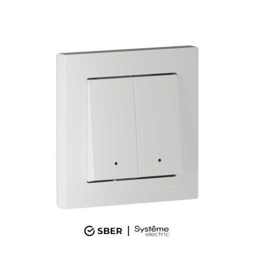 SBER Systeme Electric AtlasDesign Smart Белый Выключатель 2-кл с подсв., Zigbee, сх.5, L+N, 10А, мех., модель SBDV-00199