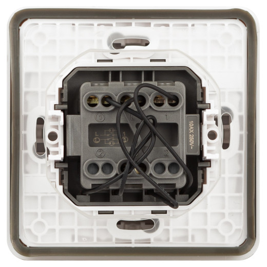 Выключатель ЭРА Эксперт 11-1525-01 двойной с подсветкой IP55 10АХ-250В СУ белый