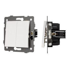 Arlight Механизм выключателя двухклавишный самовозвратный SWT-MKR2-PL-WH-V (250V, 10A) (-)