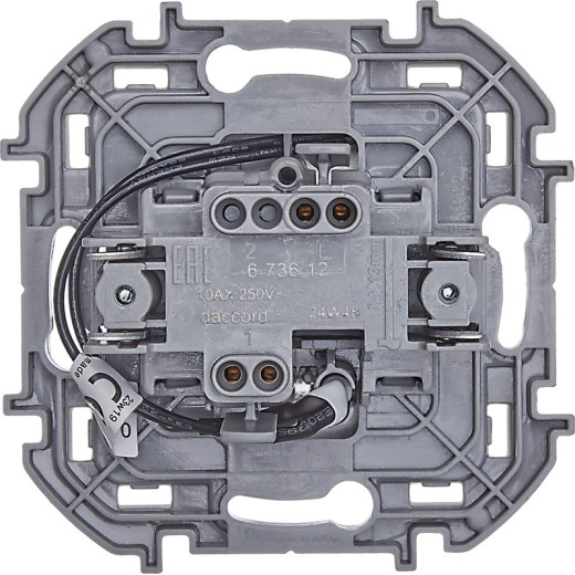Legrand/Daccord INSPIRIA Алюминий Выключатель одноклавишный с подсветкой/индикацией 10 AX - 250 В