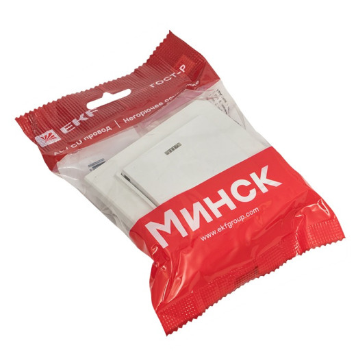 EKF Basic Минск Белый Выключатель 1-кл с индикатором, 10А, СП
