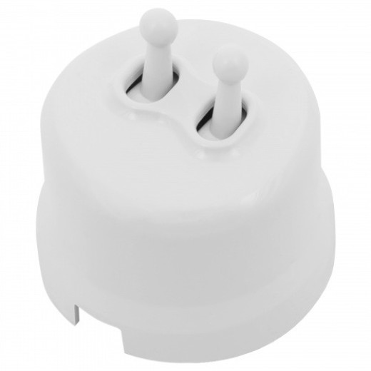 BIRONI Лизетта Пластик Белый Выключатель 2-кл (тумблерный)