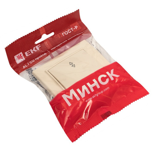 EKF Basic Минск Бежевый Выключатель проходной 1-кл, 10А, СП