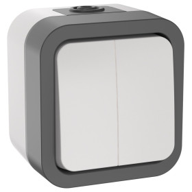 IEK TORS Выключатель двухклавишный 10А IP55 TS205 белый