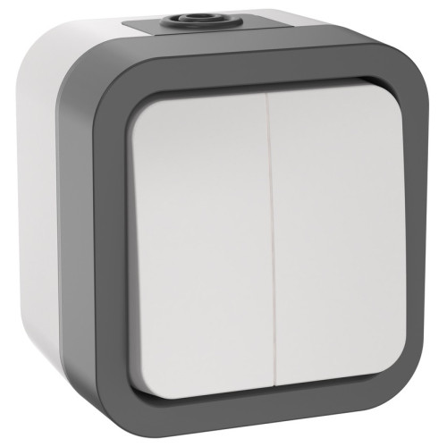 IEK TORS Выключатель двухклавишный 10А IP55 TS205 белый