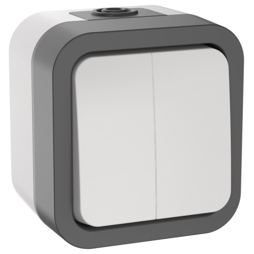 IEK TORS Выключатель двухклавишный 10А IP55 TS205 белый