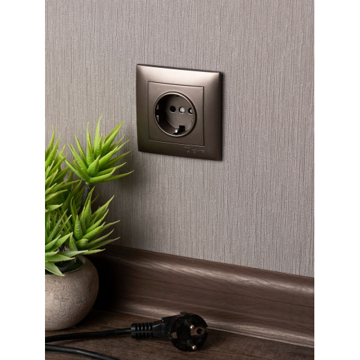 EKF PROxima Валенсия лицевая панель розетки 1-местной с/з 16А графит с защ. штор.