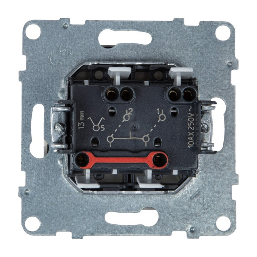 Legrand/Daccord SUNO Слоновая кость Выключатель двухклавишный 10А 250В. Безвинтовые зажимы.