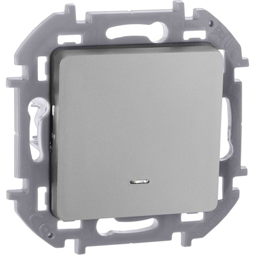 Legrand/Daccord INSPIRIA Алюминий Выключатель одноклавишный с подсветкой/индикацией 10 AX - 250 В