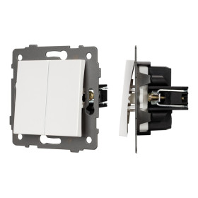 Arlight Механизм выключателя двухклавишный проходной SWT-MKP2-PL-WH-V (250V, 10A) (-)