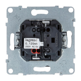 Legrand/Daccord SUNO Алюминий Выключатель 10АХ 250В с подсветкой/индикацией. Безвинтовые зажимы.