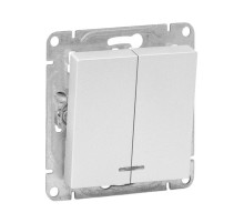 EKF Эпика Механизм выключателя, двухклавишный, с подсветкой, алюминий