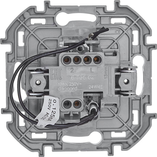 Legrand/Daccord INSPIRIA Алюминий Переключатель одноклавишный с подсветкой/индикацией 10 AX - 250 В