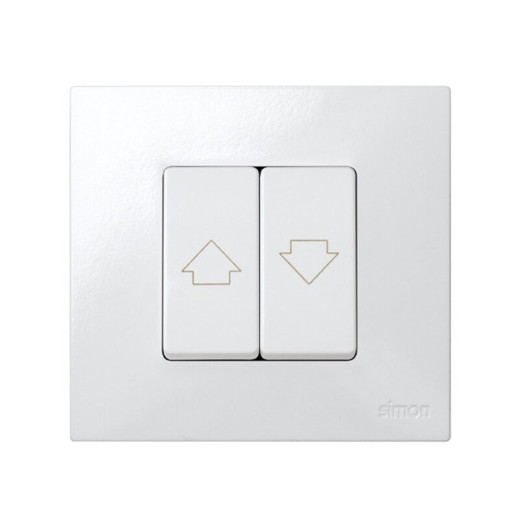 Simon 27 Белый Двухклавишный кнопочный выключатель для жалюзи c блокировкой 10A 250В~