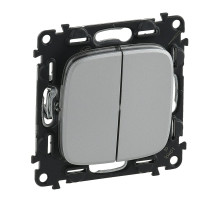 Legrand Valena ALLURE DIY Алюм Выключатель 2-х клавишный 10А 250В