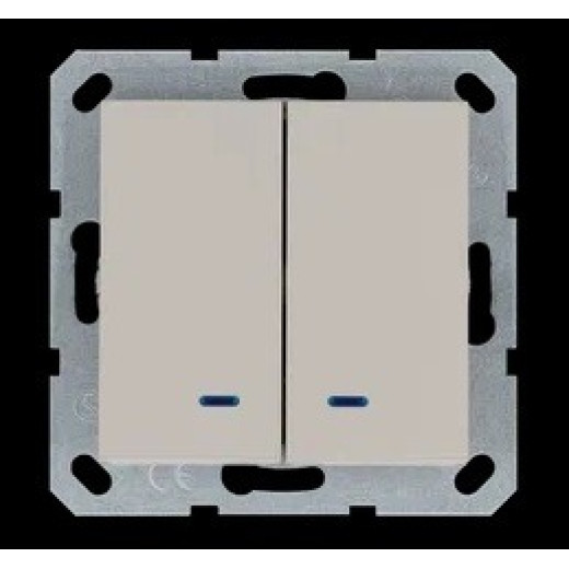 Jasmart G Тауп Выключатель 2-кл с подсветкой 10A 250V~