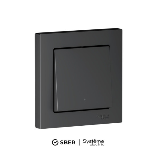 SBER Systeme Electric AtlasDesign Smart Карбон Выключатель 1-кл с подсв., Zigbee, сх.1, L+N, 10А, мех., модель SBDV-00196