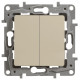 Legrand Etika Слоновая кость Выключатель 2-х клавишный с подсветкой, 10А, Винтовые клеммы