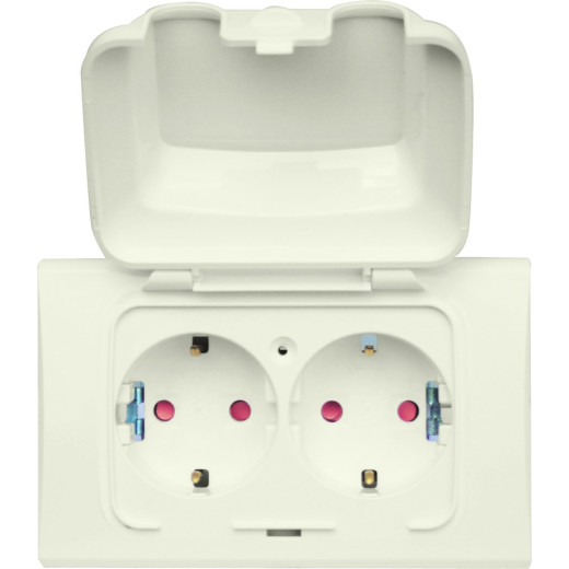 Anam Legrand Selix Беж Накладка розетки 2-ой с выпуклой крышкой гориз (для розеток с широким супп.)