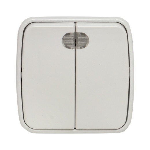 EKF Basic Минск Белый Выключатель 2-кл с индикатором, 10А, ОП