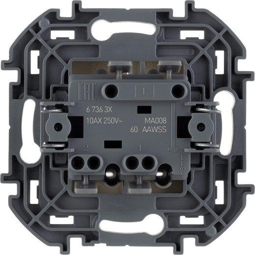 Legrand/Daccord INSPIRIA Слоновая кость Выключатель двухклавишный с подсветкой/индикацией 10 AX - 250 В