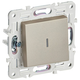 IEK SKANDY Шампань Выключатель 1-клавишный проходной с индикацией 10А SK-V08Sh
