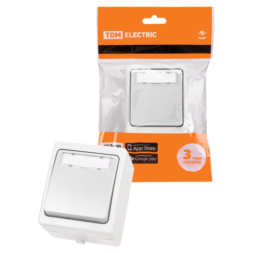 TDM Кнопка звонковая с полем для надписи IP54 6A белая 