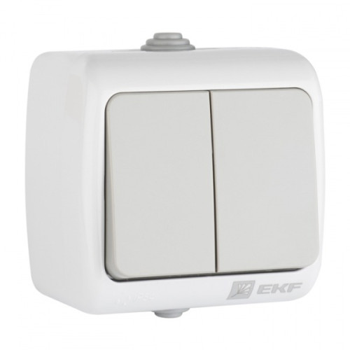 EKF PROxima Мурманск Выключатель 2-клавишный 10А IP54 серый