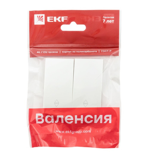 EKF PROxima Валенсия лицевая панель выключателя 2-кл. проходного 10А жемчуг